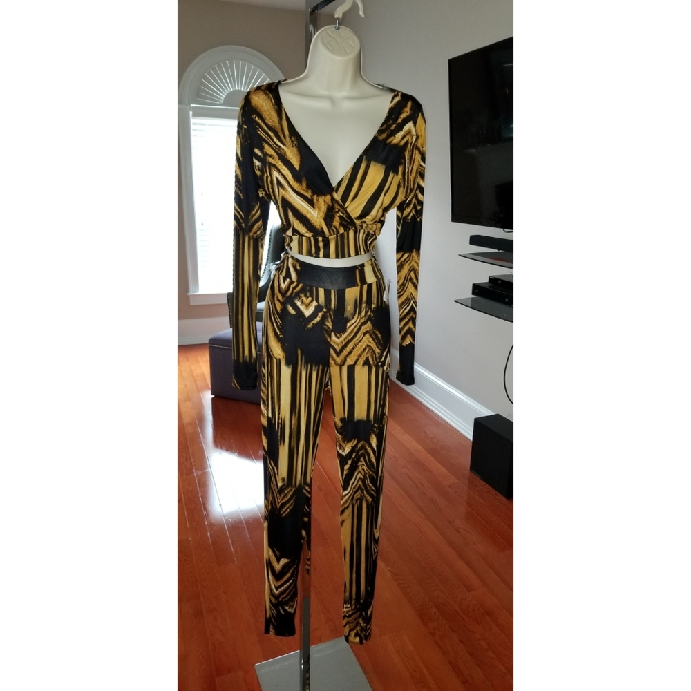 2 piece animal print pant set